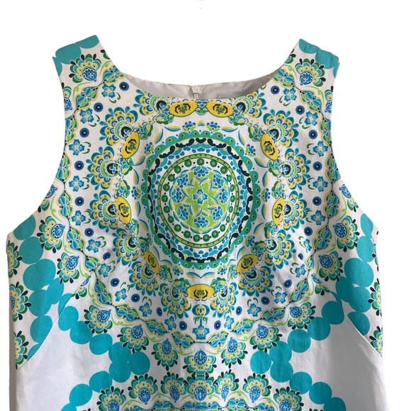 London Times Mandala Print Sleeveless Cotton Mini Shift Dress Size 6 - Picture 3 of 8